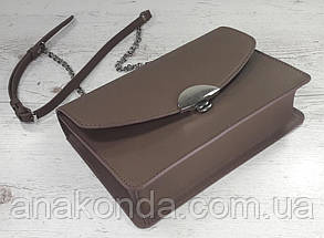 592 Натуральна шкіра, клатч кавовий, сумка жіноча кавова, крос-боді кавова коричнева світла шкіряна, фото 3