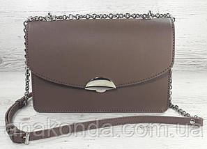 592 Натуральна шкіра, клатч кавовий, сумка жіноча кавова, крос-боді кавова коричнева світла шкіряна, фото 4