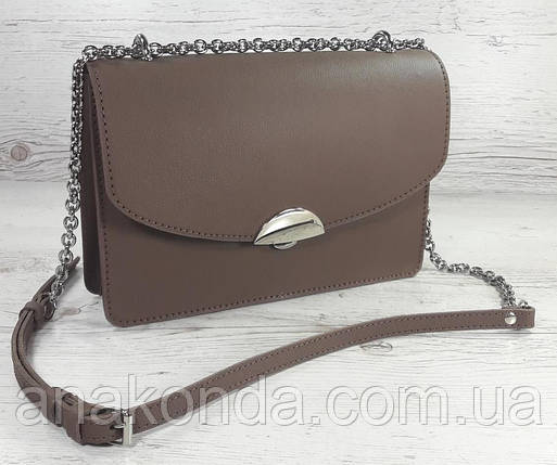 592 Натуральна шкіра, клатч кавовий, сумка жіноча кавова, крос-боді кавова коричнева світла шкіряна, фото 1