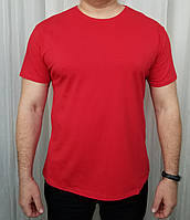 Мужская футболка однотонная красный цвет из хлопка.