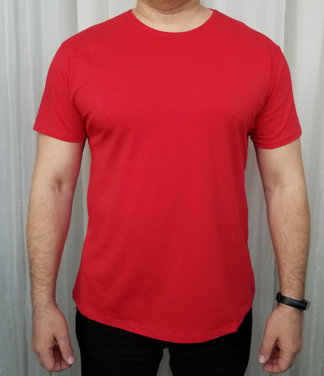 Мужская футболка однотонная красный цвет из хлопка. - фото 1 - id-p263497221