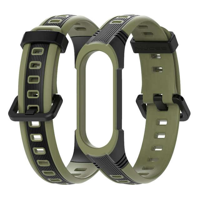 Ремінець для фітнес-браслета Xiaomi Mi Band 5, 6, 7 Sport 2 хакі з чорним