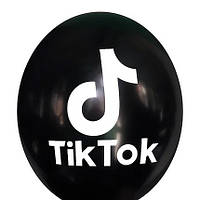 Гелиевый шар 12" 30см рисунок TikTok на черном 0393