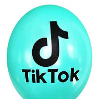 Гелиевый шар 12" 30см рисунок TikTok на мятном 0396