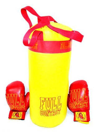 Набір дитячий боксерський груша велика та рукавички жовтий L-FULL