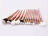 Набір пензлів для макіяжу 15 шт. Flamingo, фото 6
