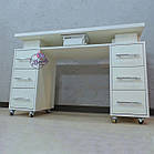 Білий манікюрний стіл з потужною витяжкою на залізних колесах., фото 9