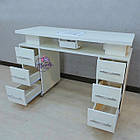 Білий манікюрний стіл з потужною витяжкою на залізних колесах., фото 2