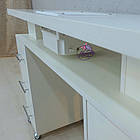 Білий манікюрний стіл з потужною витяжкою на залізних колесах., фото 4