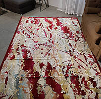 Тонкий червоний килим із віскози — колекція модерн