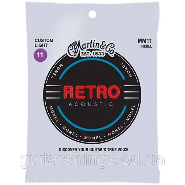 Струни Martin MM11 Retro Monel Nickel-Copper Alloy Custom Light 11-52