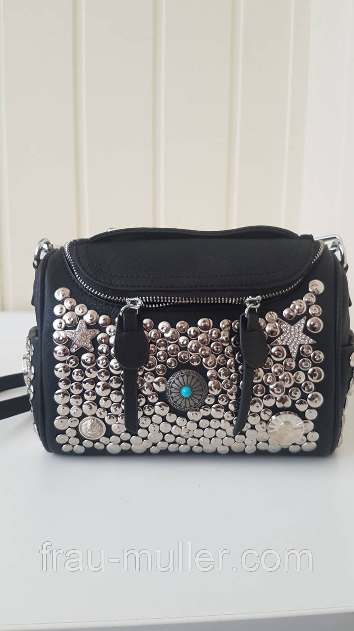 Чорна шкіряна сумка жіноча з заклепками Kavard, фото 1