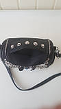 Чорна шкіряна сумка жіноча з заклепками Kavard, фото 7