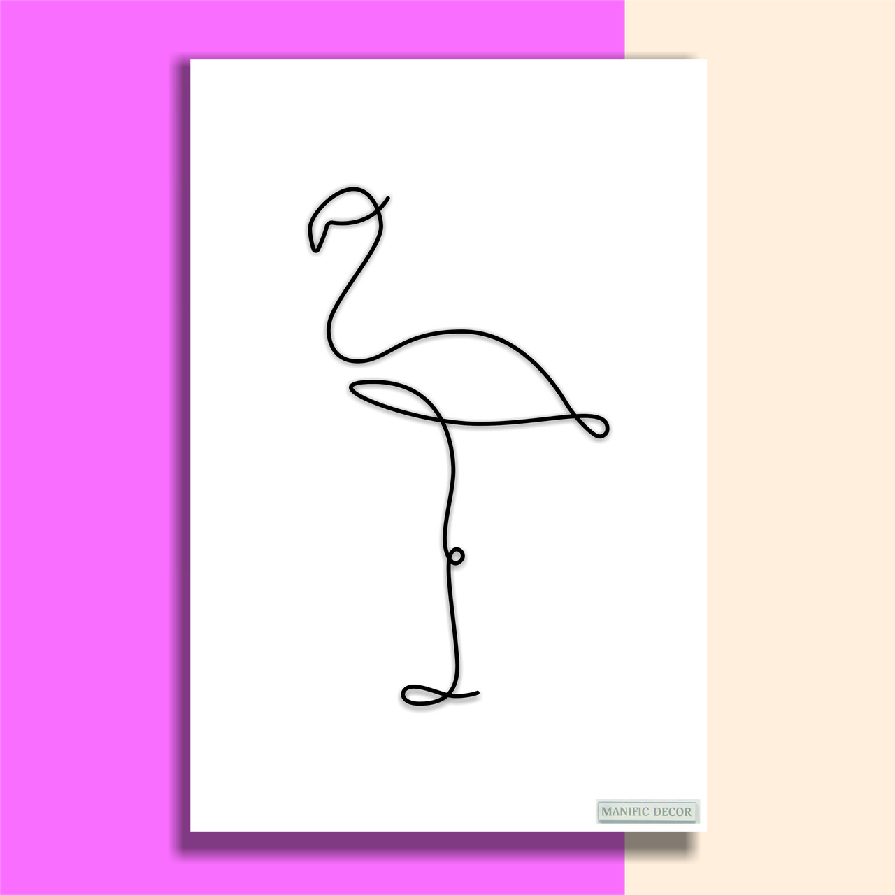 Картина на холсті інтер'єрна абстрактна настінна арт панно Manific Decor "Wall Art Flamingo / Фламінго"
