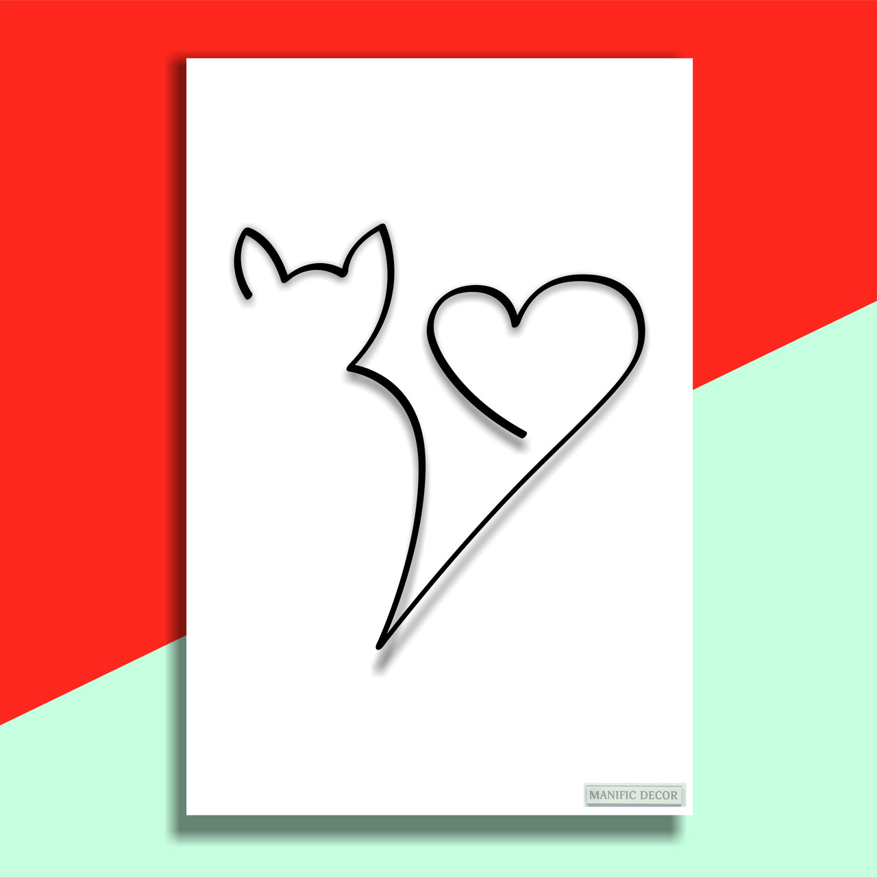 Картина на холсті інтер'єрна абстрактна настінна арт панно Manific Decor "Wall Art Cat of Love / Кіт Любові"