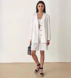 Жіночий лляний костюм шорти та піджак вільного крою. Доступно в р 40-74+ батал, фото 2