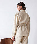 Жіночий лляний костюм шорти та піджак вільного крою. Доступно в р 40-74+ батал, фото 8