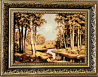 Картина пейзаж из янтаря Осенний лес, Картина пейзаж з бурштину Осінній ліс 20x30 см