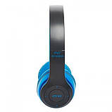 Бездротові навушники MDR P47 bluetooth microSD Mp3 Blue, фото 4