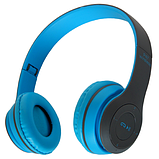 Бездротові навушники MDR P47 bluetooth microSD Mp3 Blue, фото 6