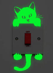 Наклейка на розетку, наклейка в дитячу, наклейки на вимикач "котик" світяться в темряві