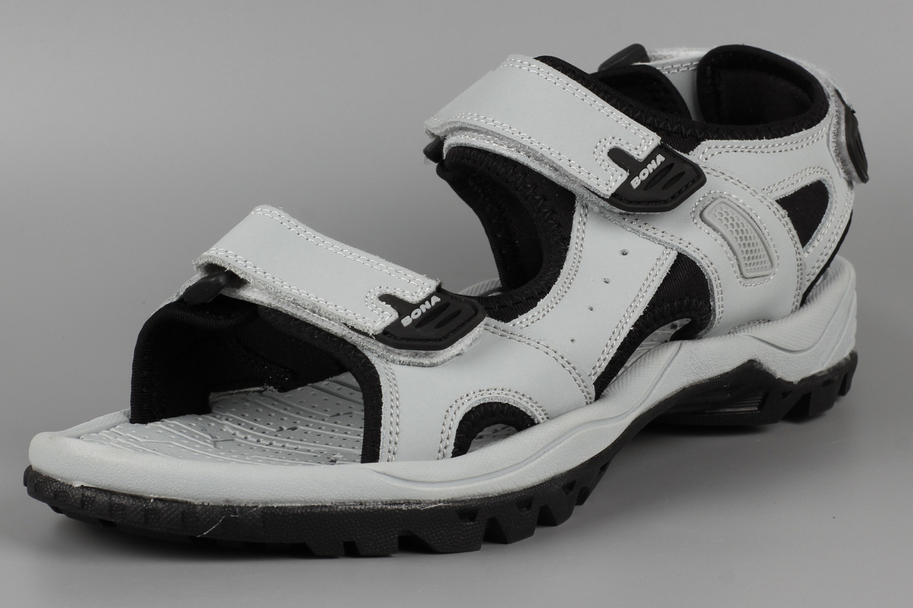 Сандалі босоніжки чоловічі шкіряні на липучці сірі Bona 775Z Бона Розміри 44