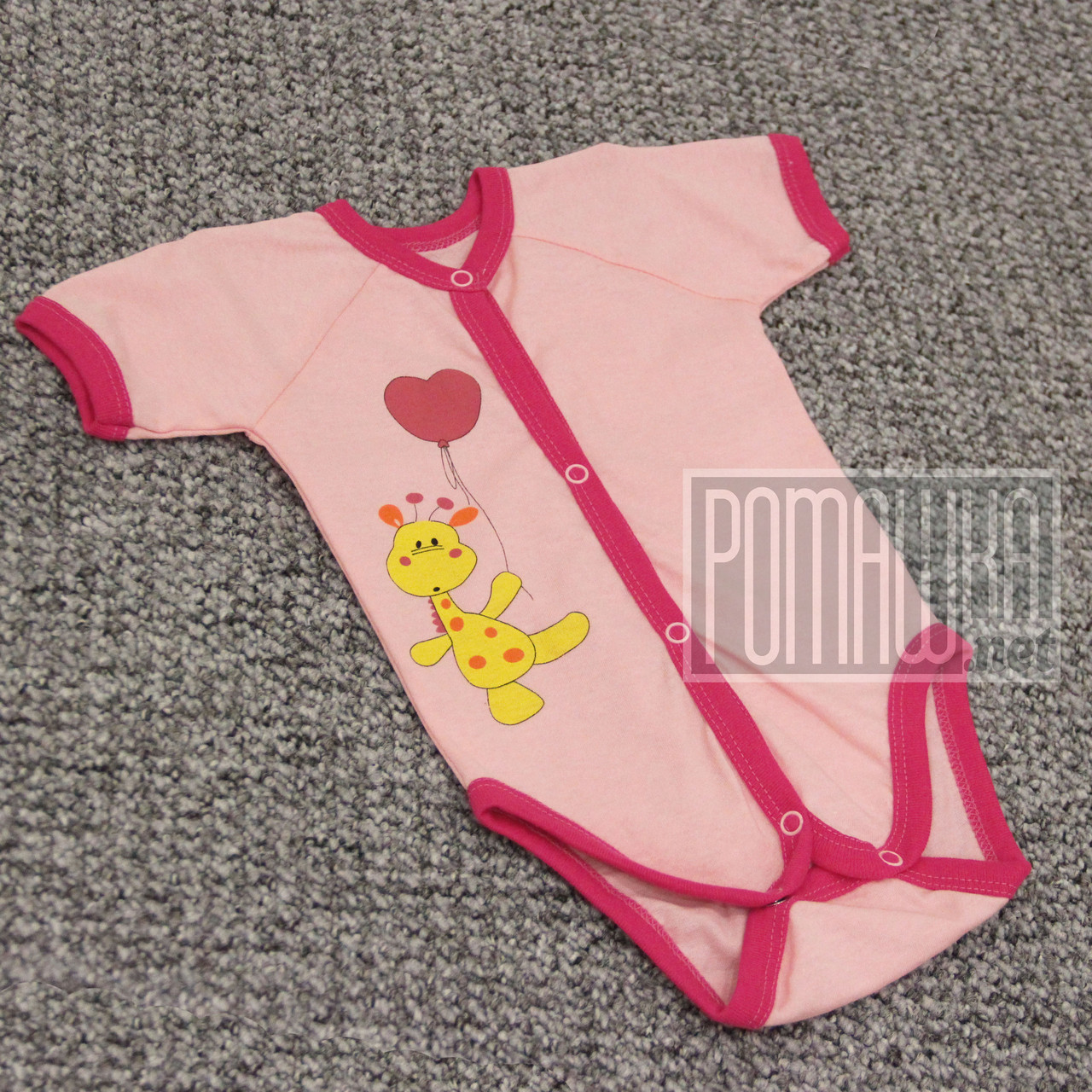 Дитячий боді футболка р 74 5-7 міс бодік на короткий рукав для новонароджених малюків КУЛІР 3088 А Рожевий
