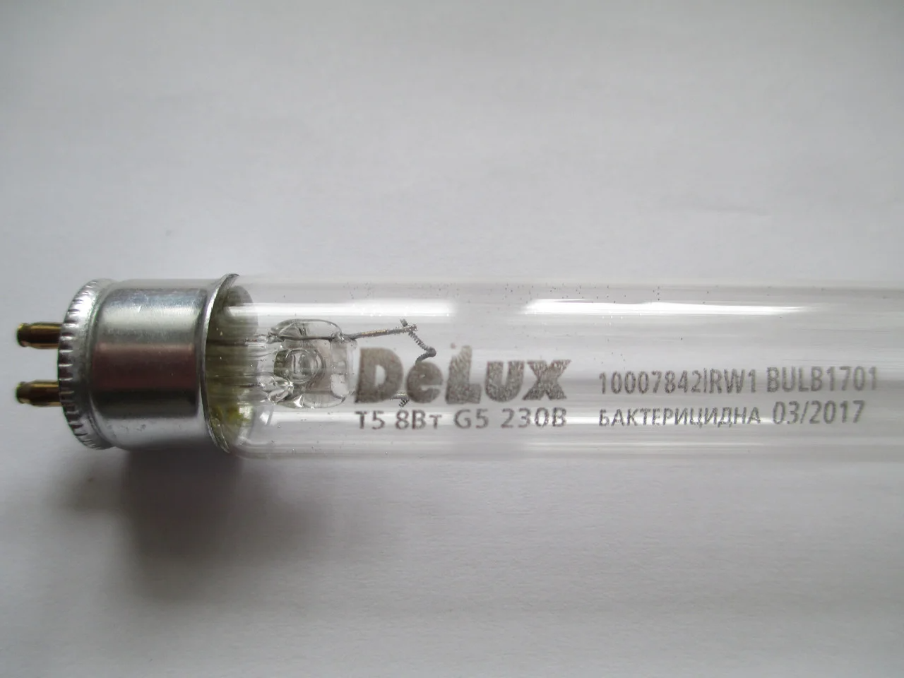 Ультрафіолетова лампа/ бактерицидна лампа кварцова Delux 8W T5/G5