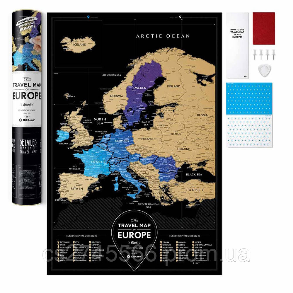 Скретч Мапа Європи Travel Map Black Europe