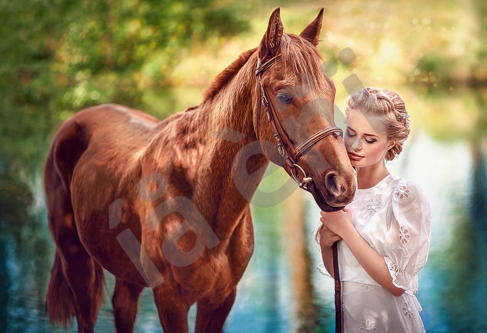 Пазли на 1000 елементів Краса і ніжність (дівчина і кінь), (Castorland, Польща)