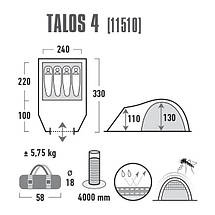 Намет чотиримісний High Peak Talos 4 (Dark Grey/Green), фото 2