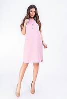 Новинка!!! Стильное платье - рубашка c карманами, арт 831, ткань котон-лён, цвет розовая пудра