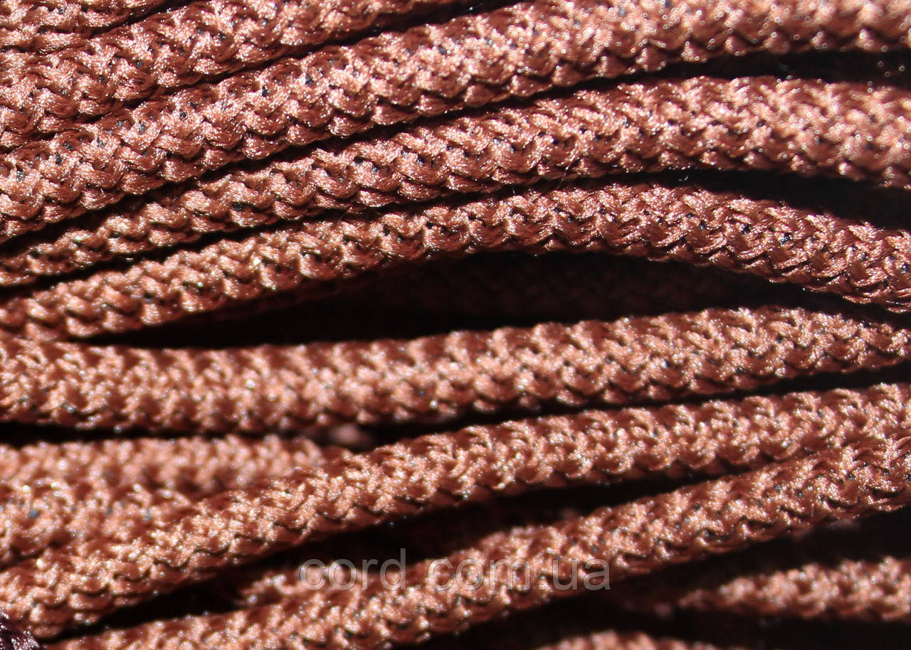 Шнур круглий з наповнювачем 4мм коричневий моток 100м, фото 1