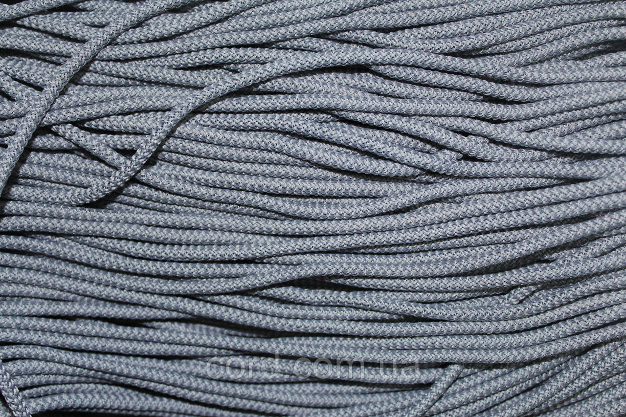 Шнур круглий 4мм щільний 100м світло-сірий, фото 1