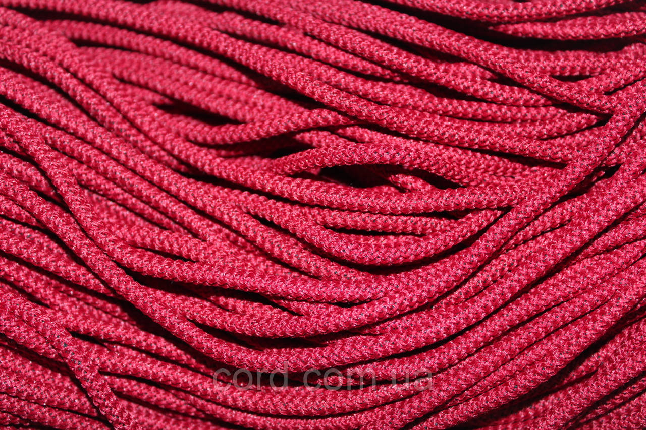 Шнур круглий з наповнювачем 4мм червоний моток 100м, фото 1