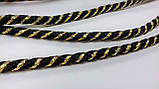 Шнур круглий спіраль 4мм чорний+золото моток 100м, фото 2