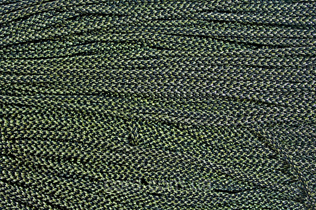 Шнур круглий поліестер 4мм чорний+золото моток 200м, фото 1