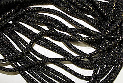 Шнур круглий поліестер 4мм чорний+золото моток 200м