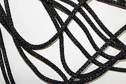 Шнур круглий поліестер 4мм чорний+срібло моток 200м