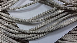 Шнур круглий поліестер 4мм світло-бежевий+срібло моток 200м