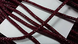 Шнур круглий поліестер 4мм бордовий+срібло моток 200м