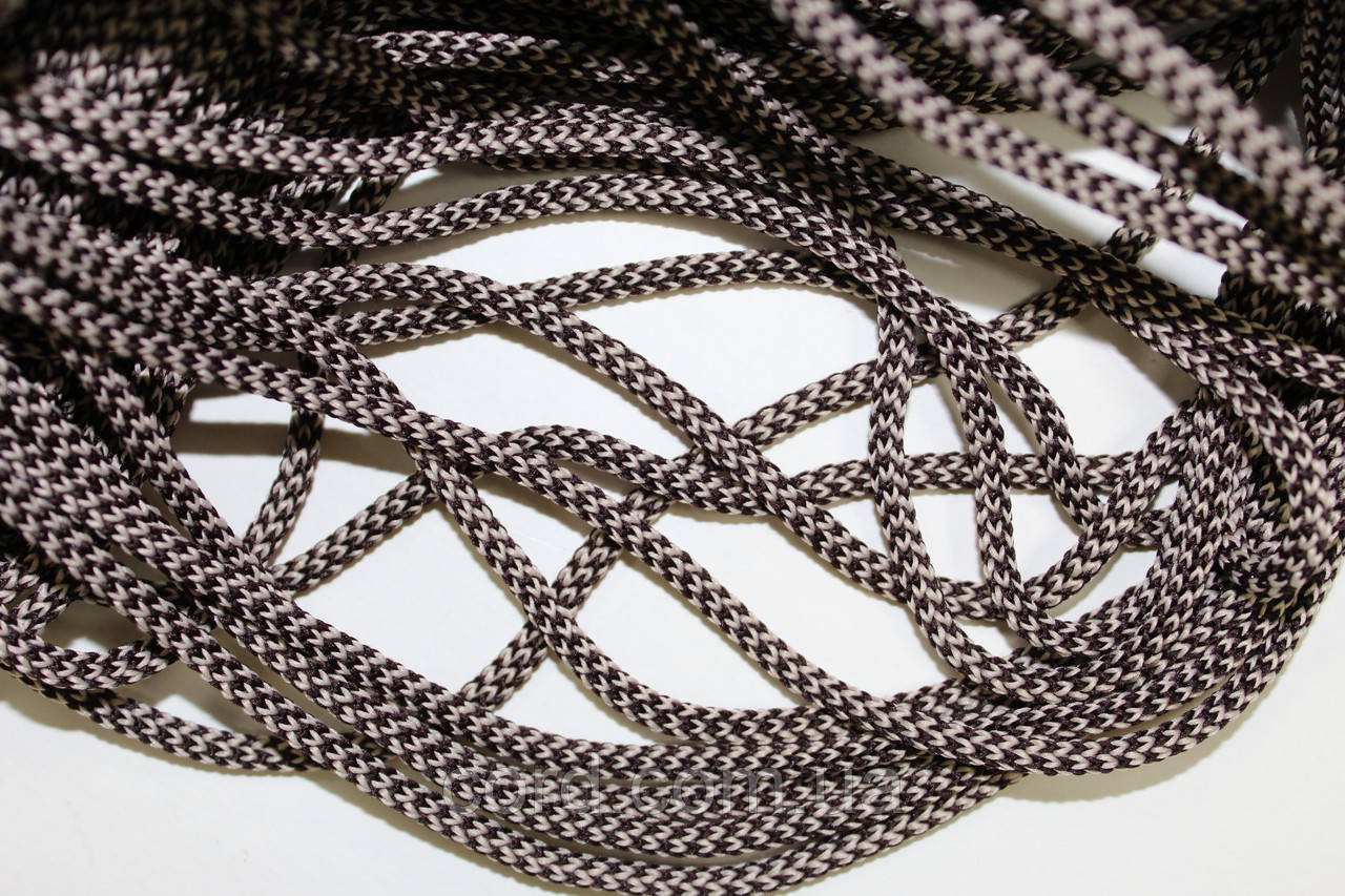 Шнур круглий поліестер 4мм коричневий+бежевий моток 200м, фото 1