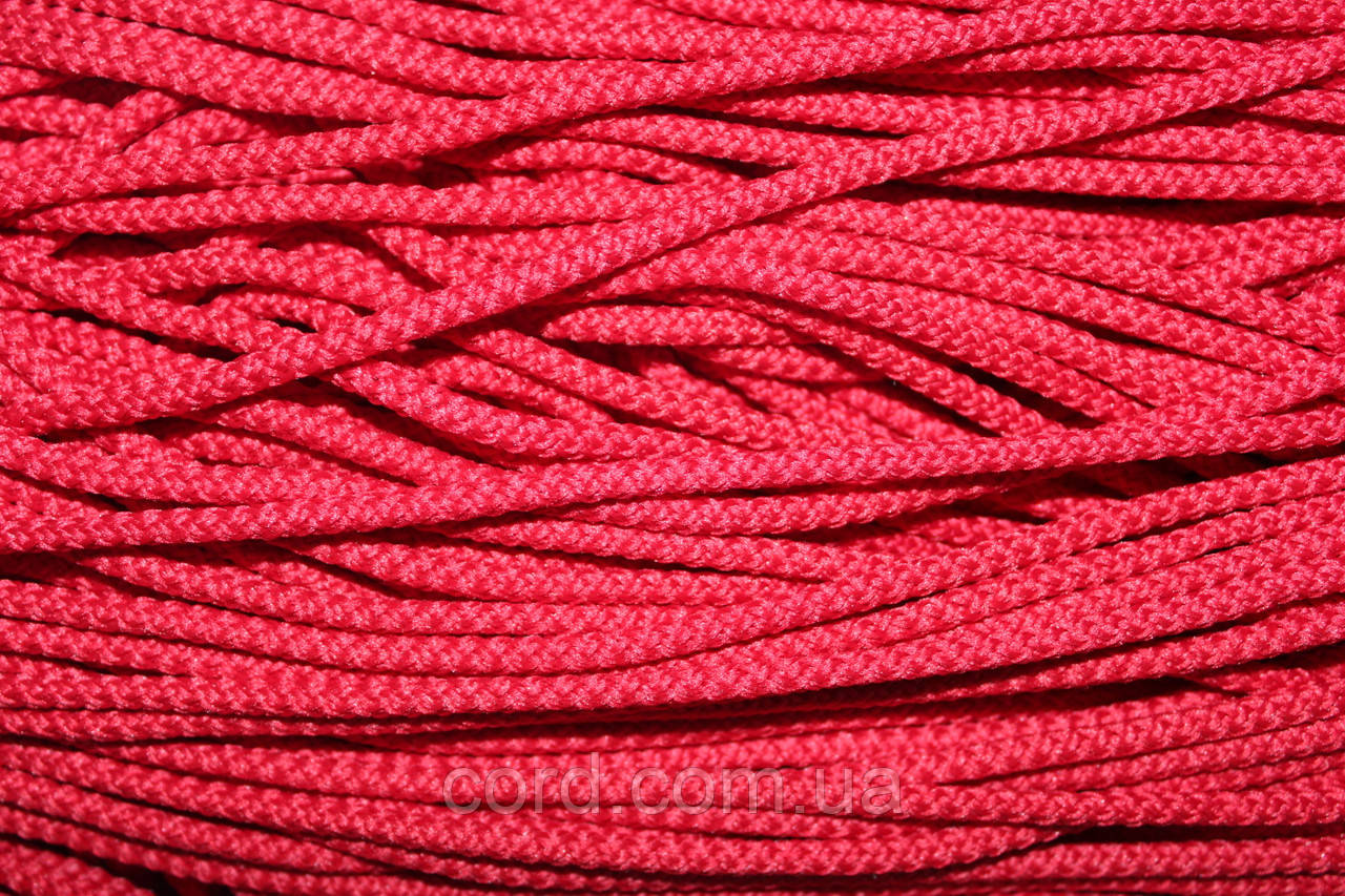 Шнур круглий поліестер 4мм червоний моток 200м, фото 1
