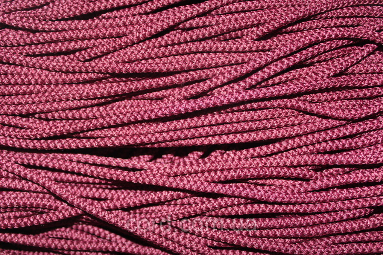 Шнур круглий поліестер 4мм бордовий моток 200м, фото 1