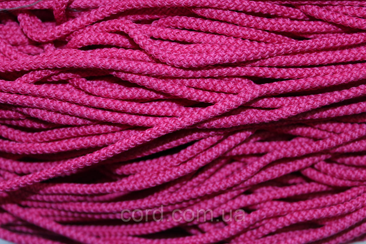 Шнур круглий поліестер 4мм малина моток 200м, фото 1