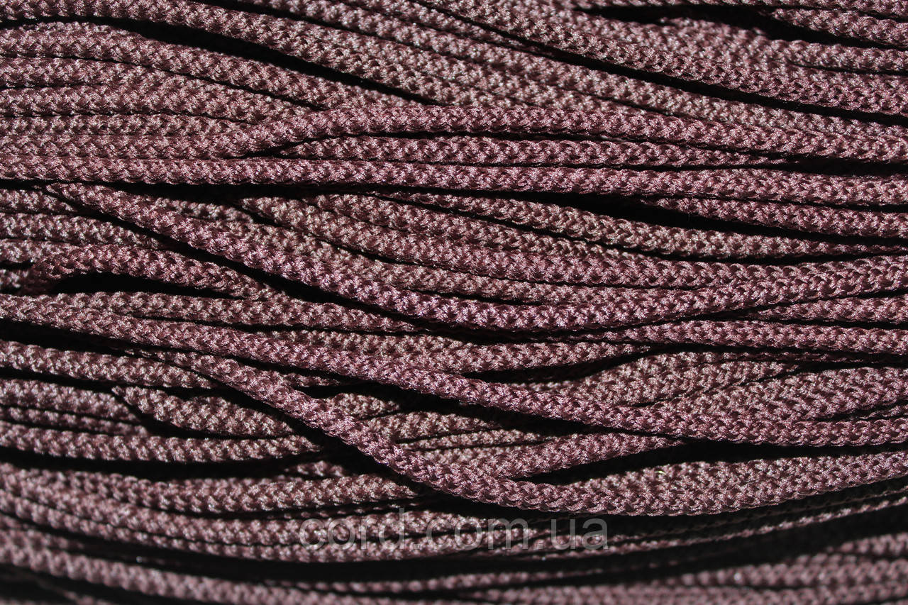 Шнур круглий поліестер 4мм темно-коричневий моток 200м, фото 1