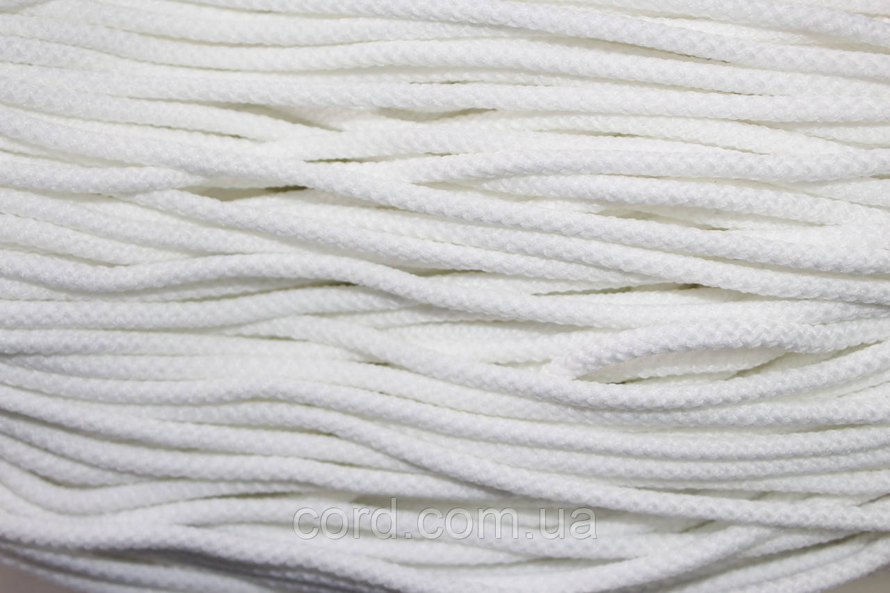 Шнур круглий поліестер 4мм білий моток 200м, фото 1