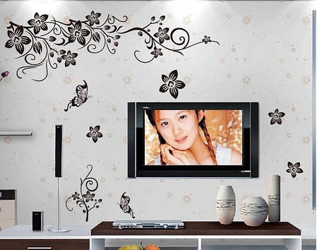 Наклейка на стіну, прикраси стіни наклейки "Романтичні квіти" візерунки на стіну 100*108см (лист 50*70см), фото 2