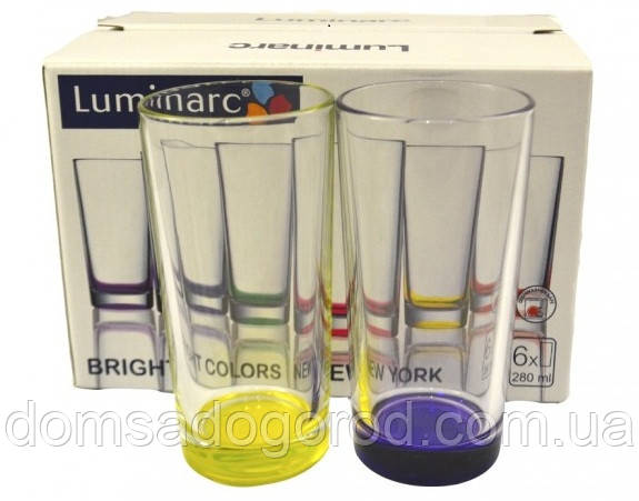 Набір високих склянок Luminarc J8924 BRIGHT COLORS NEW YORK (6Х280 мл.)