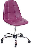 Крісло Alex Office шкірозамінник фіолетовий 61 на коліщатках із регулюванням висоти дизайн Charles Eames, фото 2